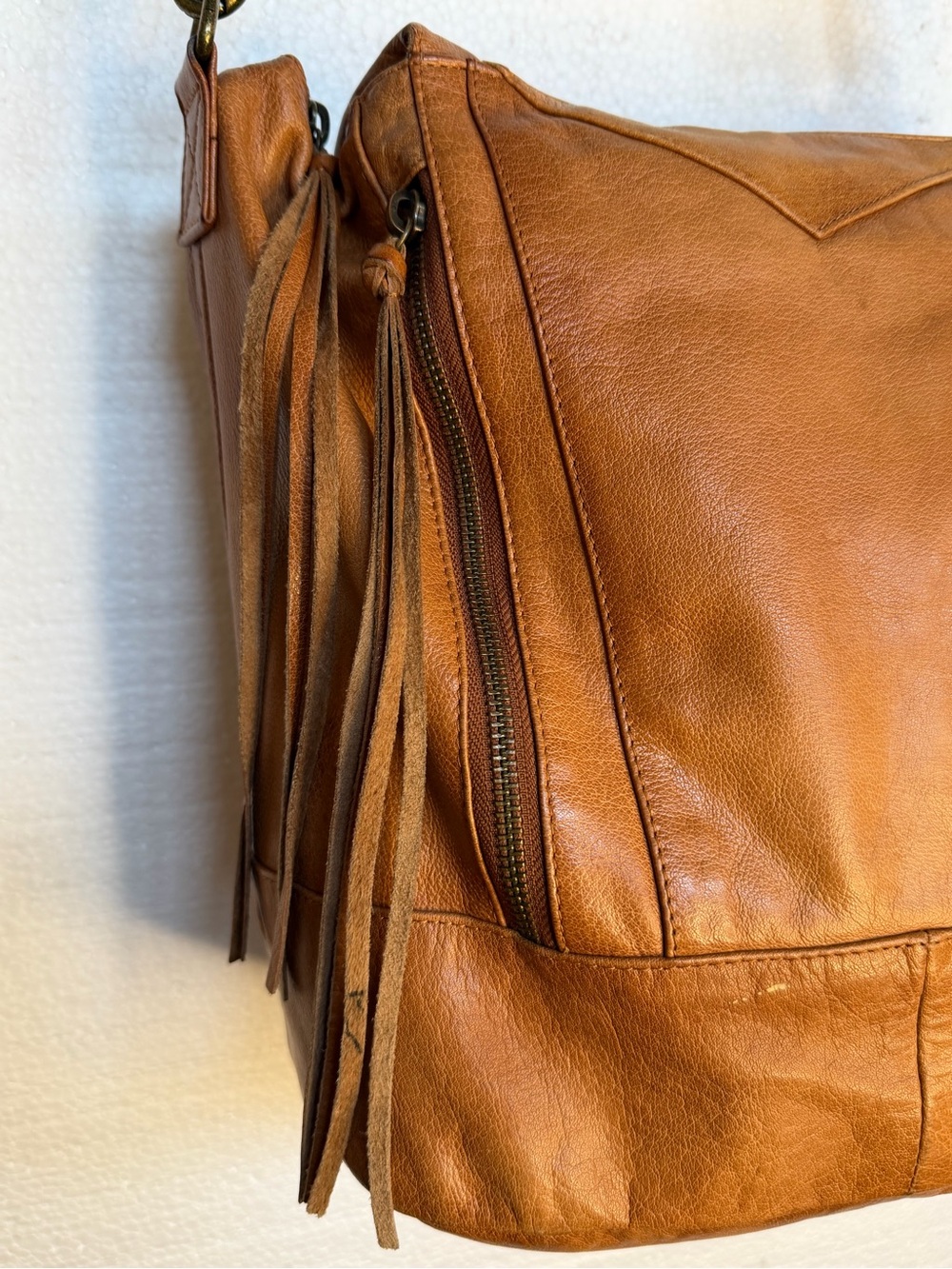 Day and mood Women’s Brown Leather Crossbody Bag - buttery soft - Picture 6 of 16
